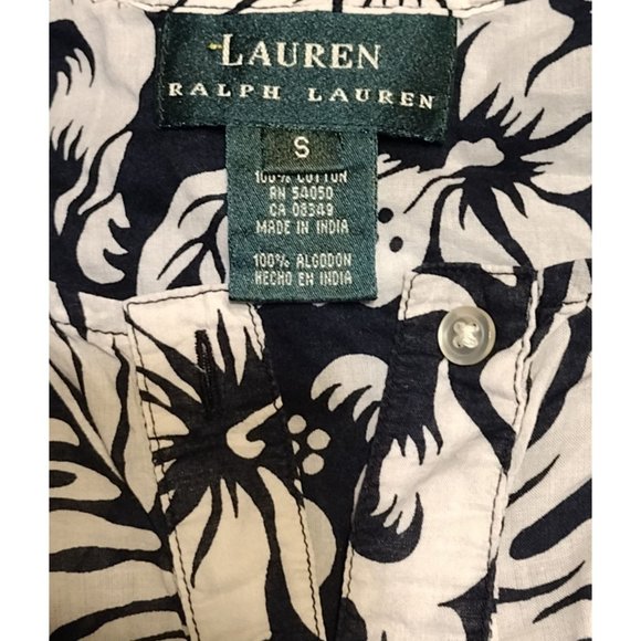 Lauren Ralph Lauren Ladies Black Floral Small 3 Quarter Sleeve Blouse - Picture 2 of 4